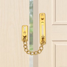 Door Chain Lock, 304 Stainless Steel Anti-Theft Chain Latch with Adhesive, Gold
