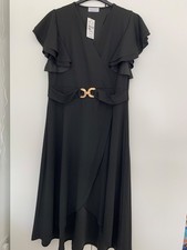 Black Size 18 QUIZ Wrap Dip Hem Midi Dress - New With Tags - RRP £36.99