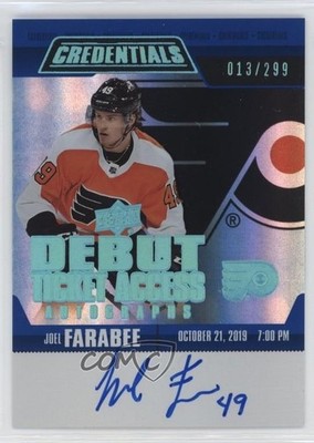 2021-22 Credentials 2019-20 Debut Ticket Access 13/299 Joel Farabee Auto 09jb