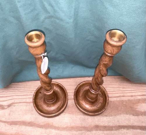 Rowen & Wren Albert Turned Oak Candlesticks - Picture 2 of 6