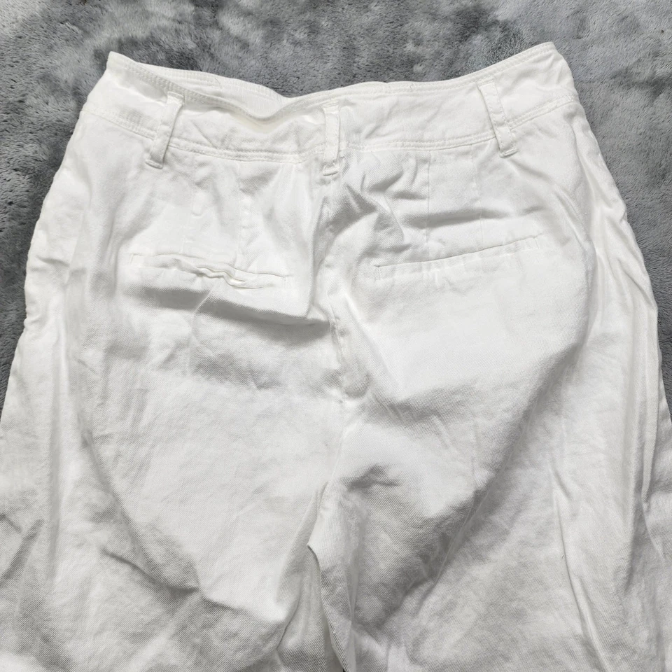 Брюки женские White House Black Market 6 белые широкие укороченные эластичные льняные - Изображение 3 из 4