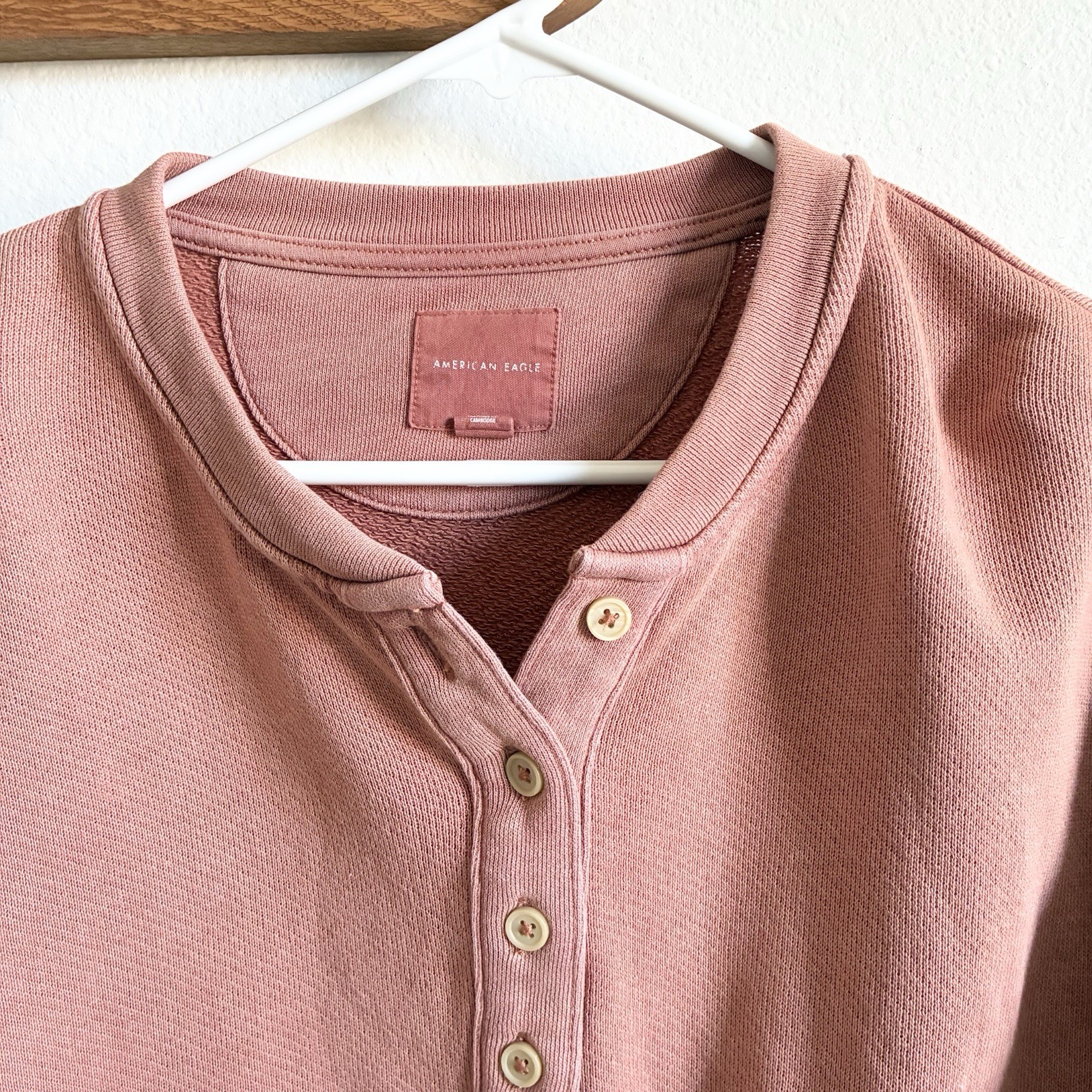 American Eagle Boxy Henley Pullover Sweatershirt … - image 2