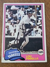 1981 Topps LOU PINIELLA Yankees In-Person Signed  AUTO
