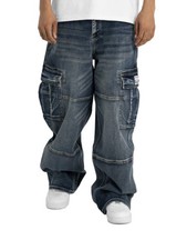 Pro Club Men's Heavyweight Baggy Fit Denim Cargo Pant 40x30 NEW