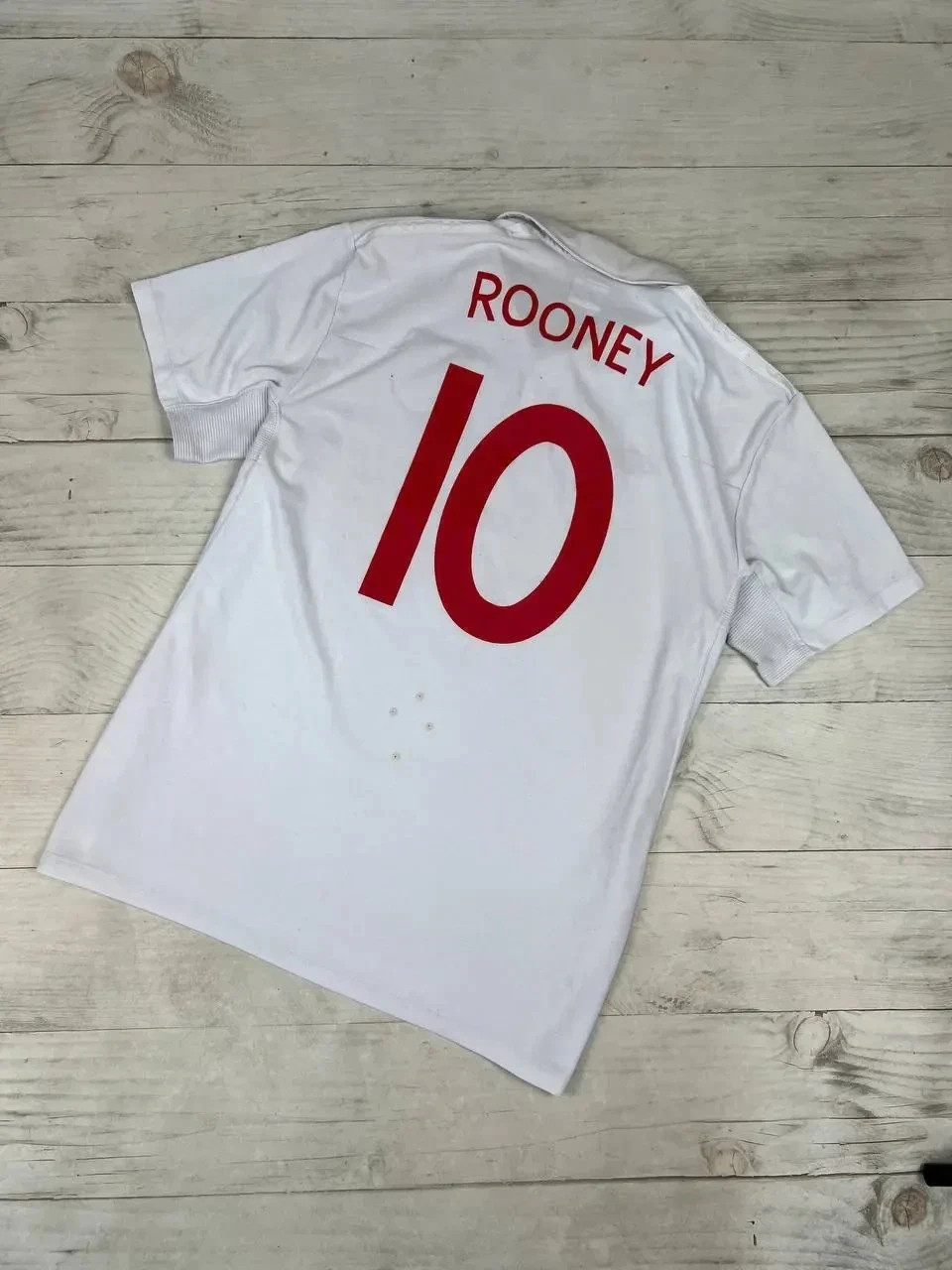 Vintage Umbro England 2009 2010 Rooney #10 Home Shirt Jersey Men Size 46 White