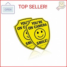 Faittoo Smile You're On Camera Sign, Video Surveillance Signs Outdoor, 2-Pack, 9