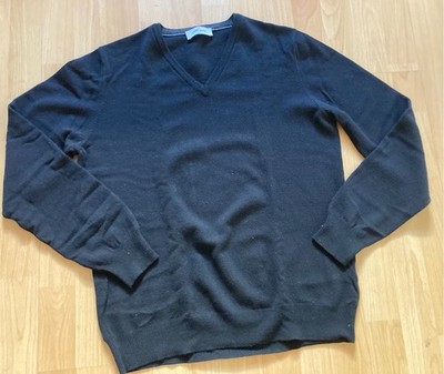 Gran Sasso V Neck Wool Pullover Black Sz. 50 Uomo Mens