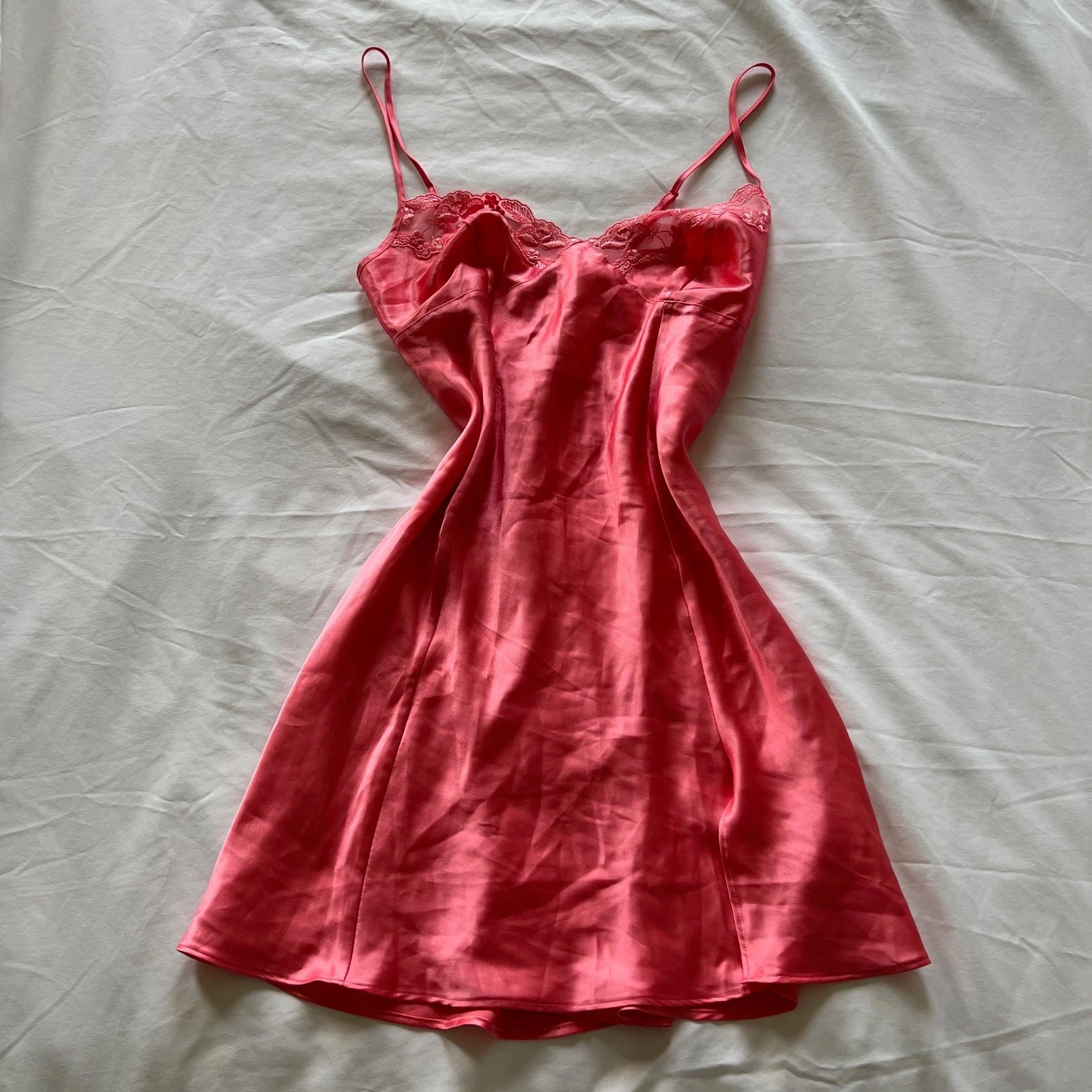 UNDERCOVER Abito Victoria's Secret pizzo corallo raso slip schiena aperta M