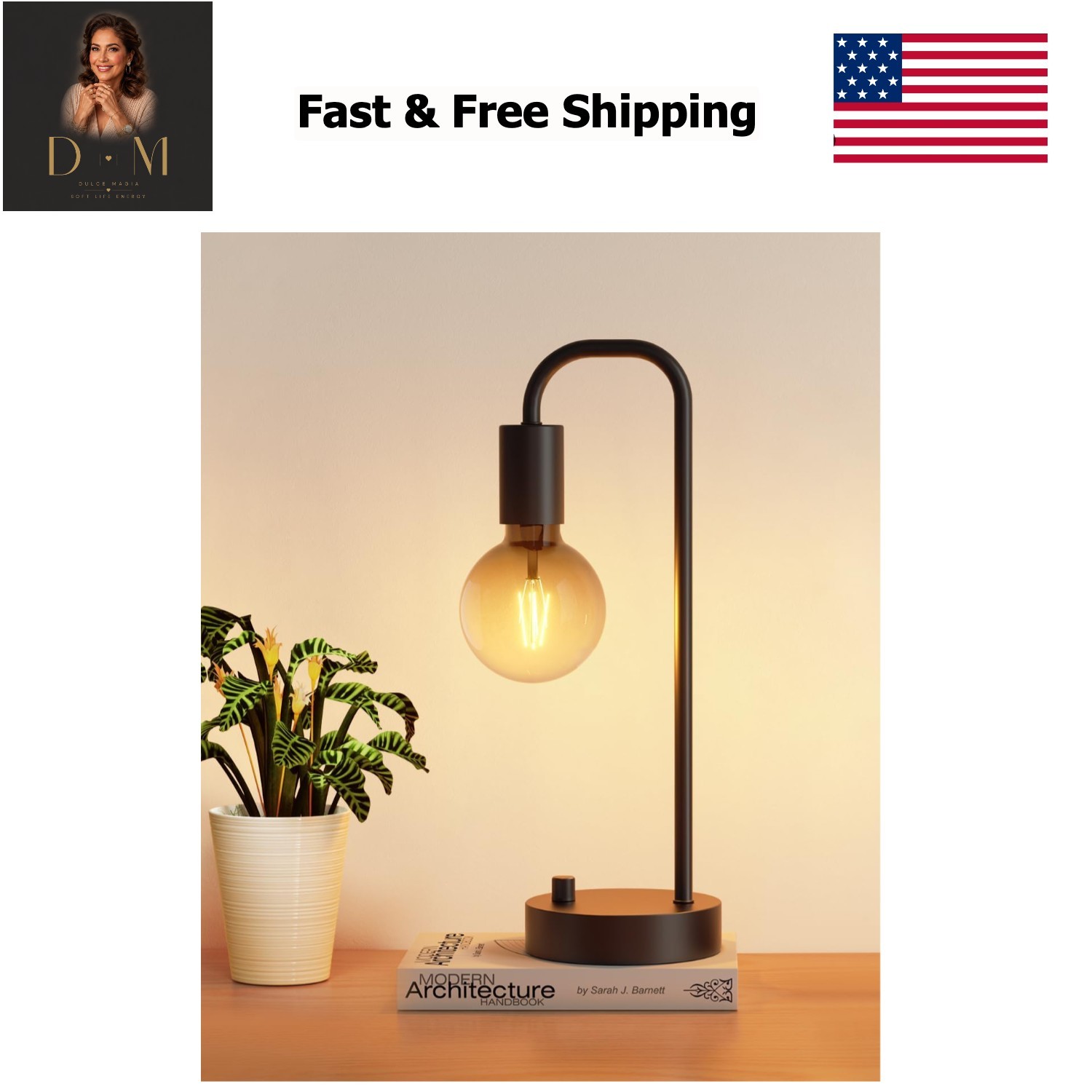 Industrial Table Lamp for Bedroom, Fully Dimmable Modern Bedside Lamps with 2...