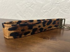 Leopard Print Wristlet Keychain Handmade Animal Print Key Fob