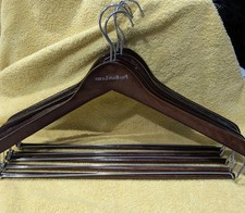 Lot 5 Polo Ralph Lauren 17-19" Mahogany Wooden Coat Jacket Suit Non Slip Hangers