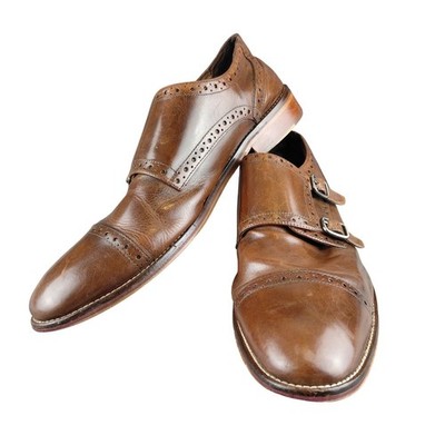 Johnston & Murphy Mens Brown Leather Double Monk Strap Brogue Shoes 11.5M