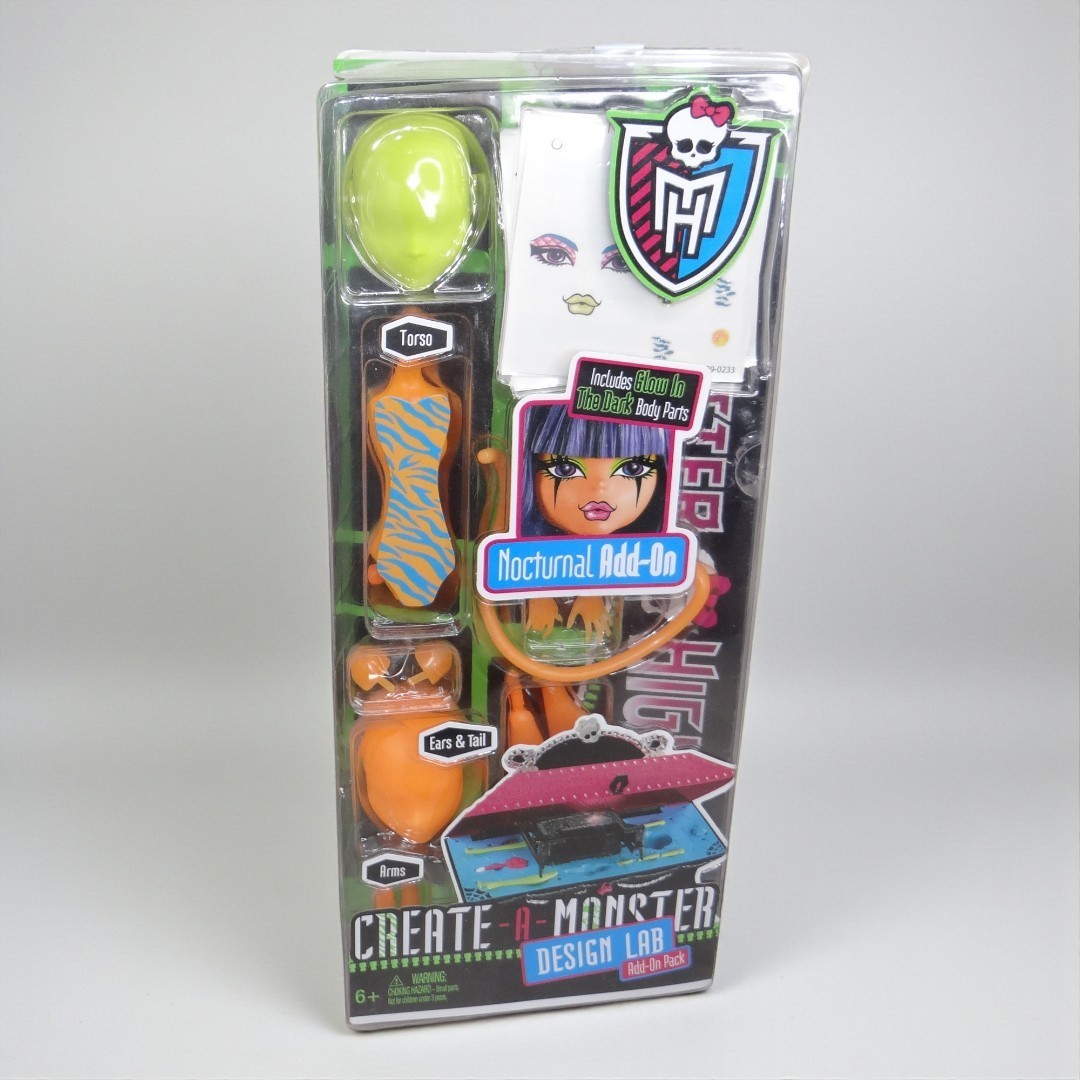 Monster High Create-A-Monster Design Lab Nocturnal Add-On Pack Glows in Dark New
