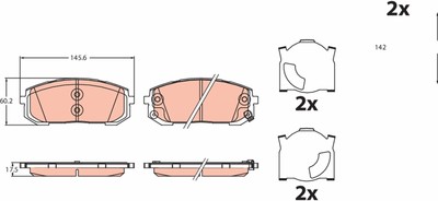 TRW Bremsbelagsatz Scheibenbremse GDB2492 für HYUNDAI SONATA 8 DN8 CVVL MPI