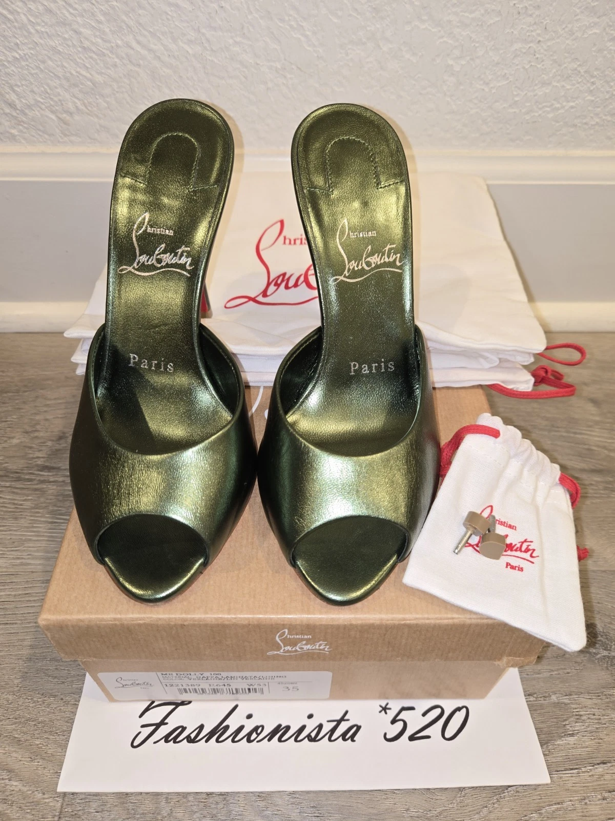 Christian Louboutin — Christian Louboutin Me Dolly 100mm Verlaine Green Slip On Heels EU 35 US 5