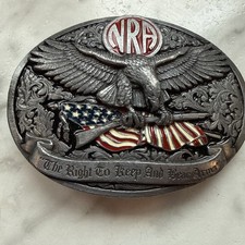 Vintage NRA Eagles Limited Edition Belt Buckle. The right to bear arms Flag