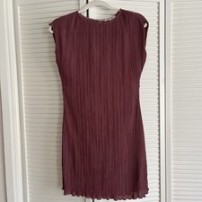 Madewell Plissé Mini Tee Dress Pressed Grape Size 00 Excellent Condition