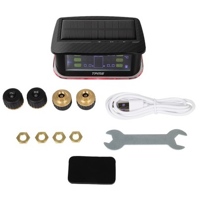 Black RV Tire Pressure Sensor 1PC TPMS Solar Monitor 4pc Sensors w/Alarm Modes