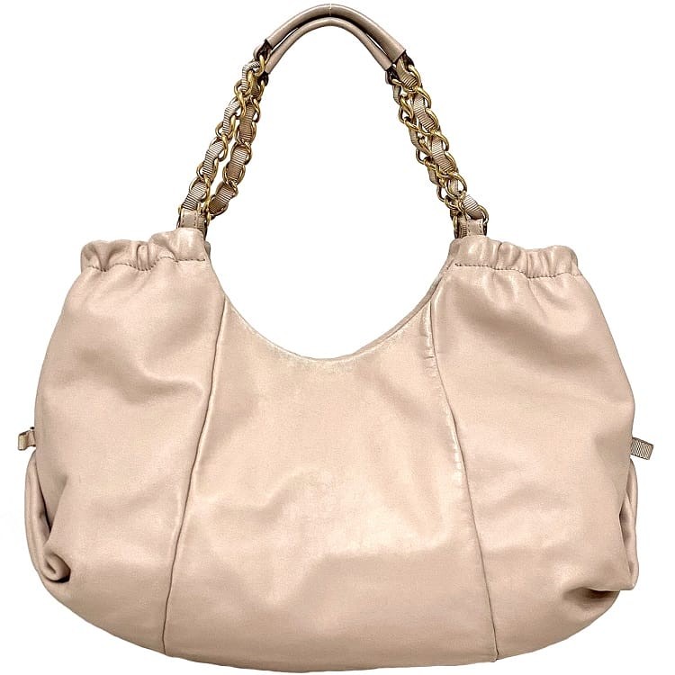 Salvatore Ferragamo Tote Bag Pink Gold Vara Salvator Shoulder Chain Rion
