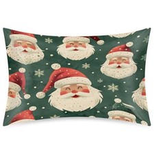 Satin Pillowcase for Hair and Skin,Merry Christmas 20 x 30" Queen  Santa Claus