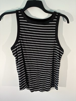 NEW SO Brand Juniors Black And White Striped Sleeveless Tank Top Size XL