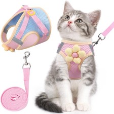 Cat Harness and Leash Set Escape Proof Adjustable Breathable Reflective Floral