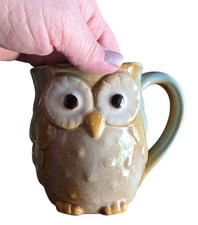 Burton BURTON  Blue Green Brown Owl Mug Stoneware Tea Coffee Cup