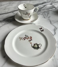 Ali Miller UK Alice In Wonderland Breakfast Dessert Cup/Saucer & Cake Plate Trio