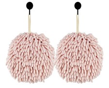 Juego de toallas de baño decorativas Fuzzy Ball creativas seca tu mano instantáneamente 2 paquetes rosa