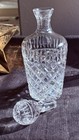 Clear Cut Glass Diamond Pattern Round Decanter with Stopper, Glossy Finish — photo 2