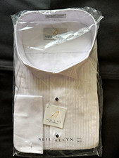 Neil Allyn 19 1/2 34/35 White Pleated Tuxedo Shirt 100 Cotton French Cuff
