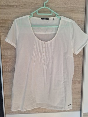 Zero Kurzarm Bluse mit Knopfleiste Gr. 38 Baumwolle