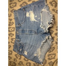 Levi's 32W Light Blue Distressed Denim Shorts