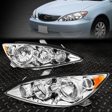 For 05-06 Toyota Camry Factory Style Chrome Housing Amber Corner Headlight Lamps