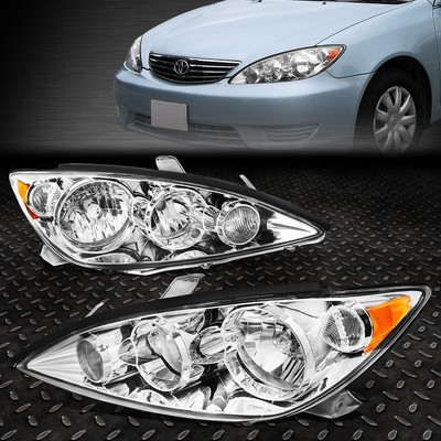 FOR 05-06 TOYOTA CAMRY FACTORY STYLE CHROME HOUSING AMBER CORNER HEADLIGHT LAMPS
