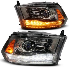 Gun Metal Projector Headlights W Led Signal For 2009-2018 Dodge Ram 1500