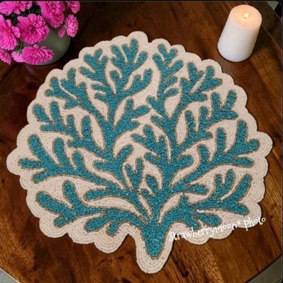 Tahari Coastal Blue Sea Coral Reef Beaded Placemat Charger Centerpiece NEW