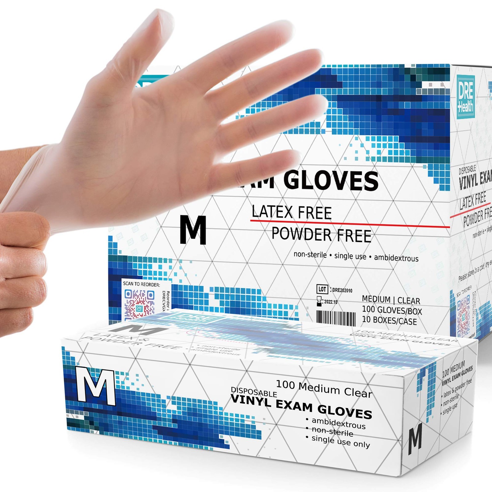 Powder Free Disposable Clear Vinyl Gloves Medium 1000 Count 4 Mil Thick