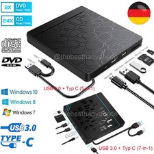 7 in 1 USB 3.0 Externes CD/DVD Laufwerk Brenner Player mit Type C für Laptop PC