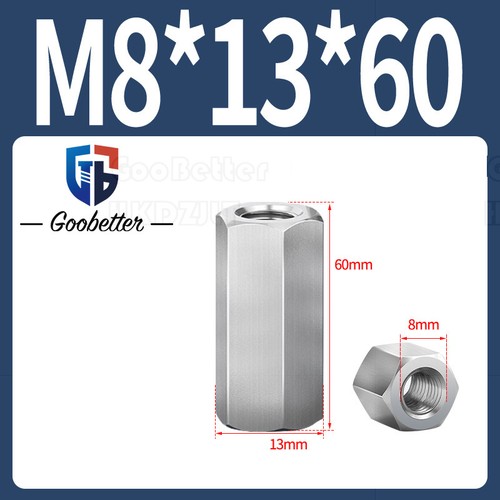 M3-M24 304 Stainless Steel Hexagon Hex Long Connector Joint Tubular Coupling Nut - Picture 49 of 87