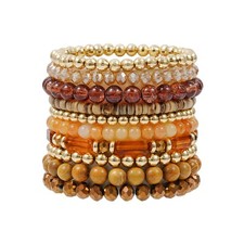 Surfer Heishi Clay Bead Bracelets for Women Bohemian Stackable Gold Beaded Stret