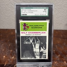 1961 - 62 Fleer Wilt Chamberlain In Action Rookie Basketball Card #47  SGC 6 . rookie card picture