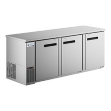 90" Stainless Steel Counter Height Solid Door Back Bar Refrigerator with LED Lig