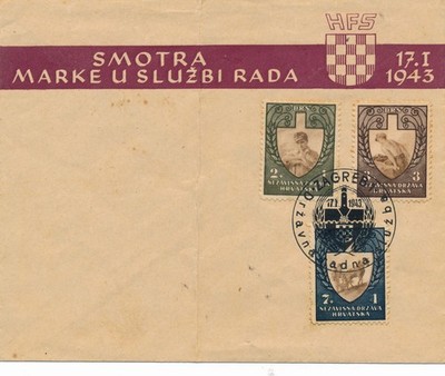 Kroatien 1943 Arbeitsfront Serie Nr.69/71 US Umschlag FDC