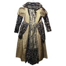 Handmade Renaissance Medieval Queen Costume Gown Gold Black Sequins XL