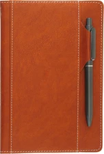 Premium Hardcover Executive Notebook with Pen and Pen Holder Clip, Card Pockets,