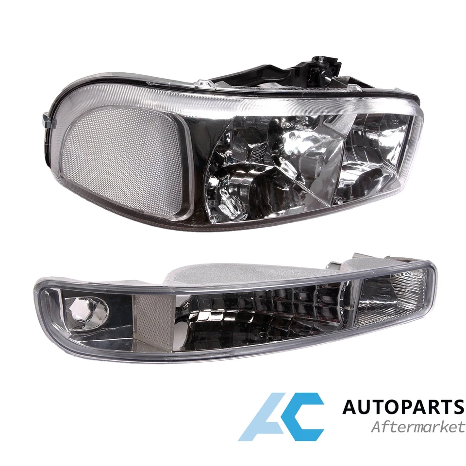 For 1999-2006 GMC Sierra 1500 Headlamps 2000-2006 Yukon XL Headlights Chorme - Image 3 of 4