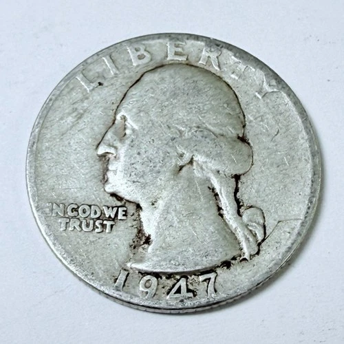 1947 Washington Quarter 90% Silver Circulated Coin Free Shipping #7673