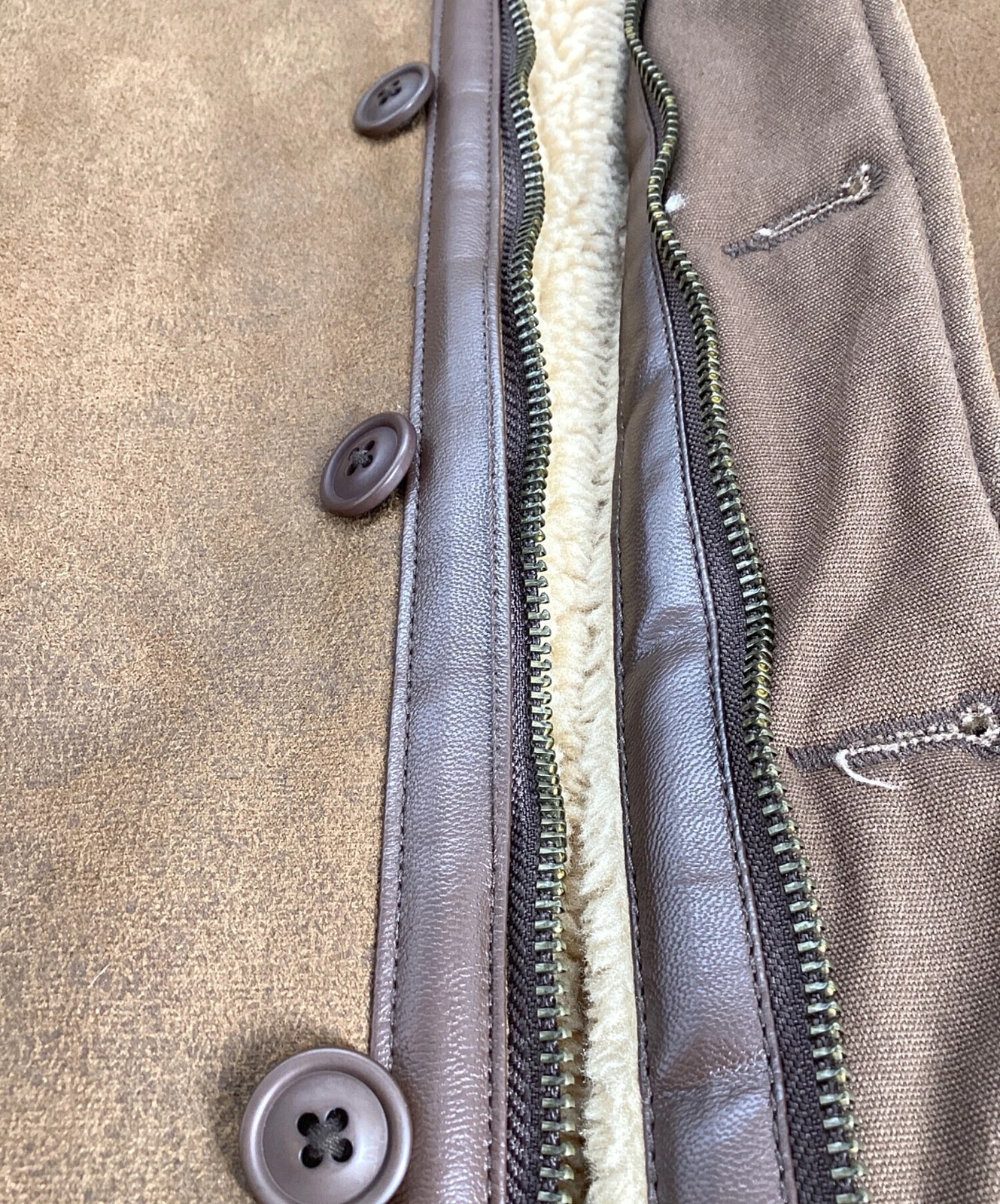 HOUSTON Leather Mouton Jacket Men's Size L Brown - product detail image 8