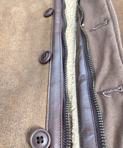 HOUSTON Leather Mouton Jacket Men's Size L Brown image 8